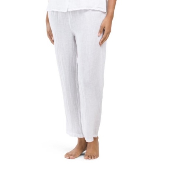 FRANCESCA BETTINI  Italy 100% Linen Elastic Waist Pants Size Medium - Picture 1 of 12